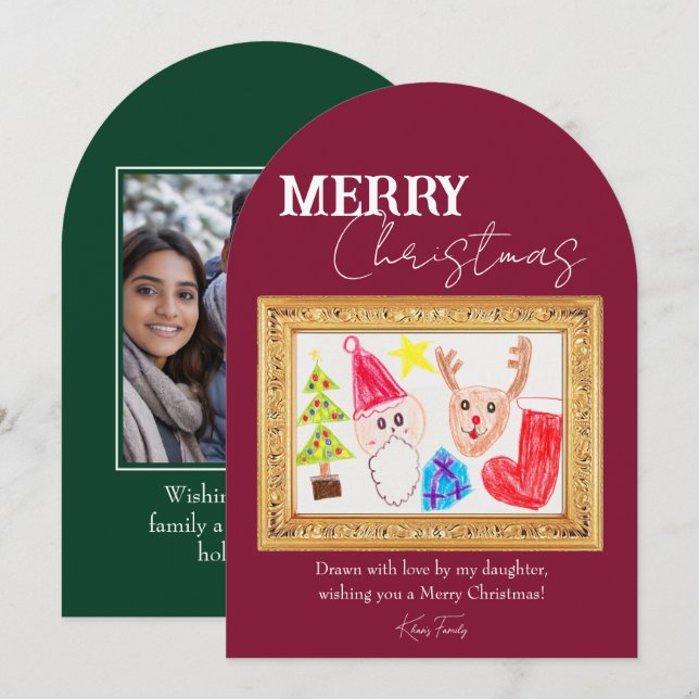 Custom Holiday Card Featuring Your Child's Artwork (Front/Back)