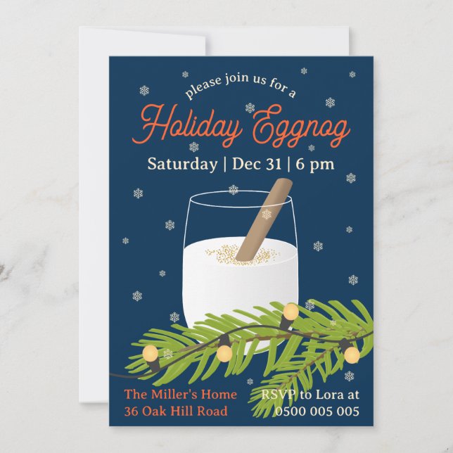 Custom Holiday Eggnog Party Invitation  (Front)