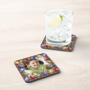 Custom Holiday Lights Photo Coasters