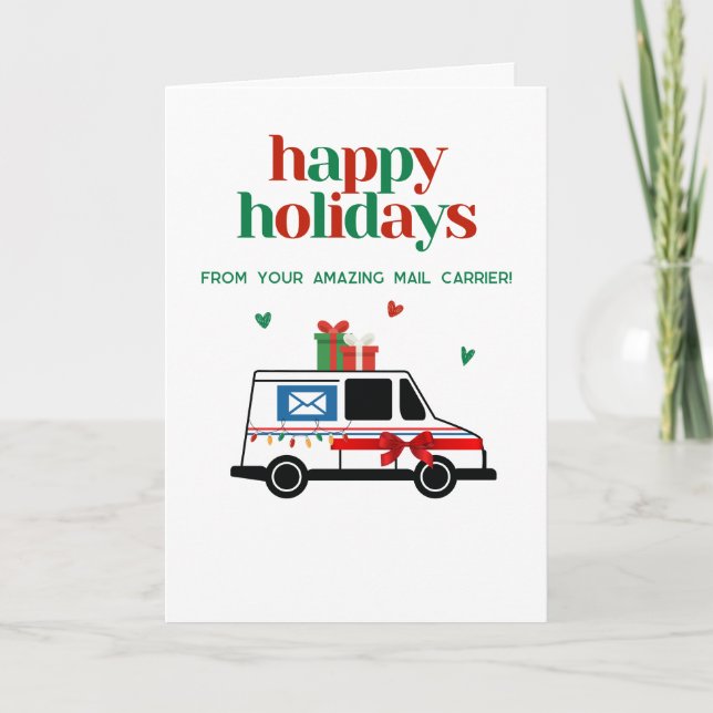 Custom Holiday Mail Letter Carrier Thank You Card (Front)