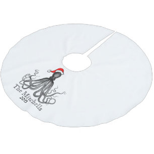 Custom Holiday Nautical Octopus Vintage Kraken Brushed Polyester Tree Skirt