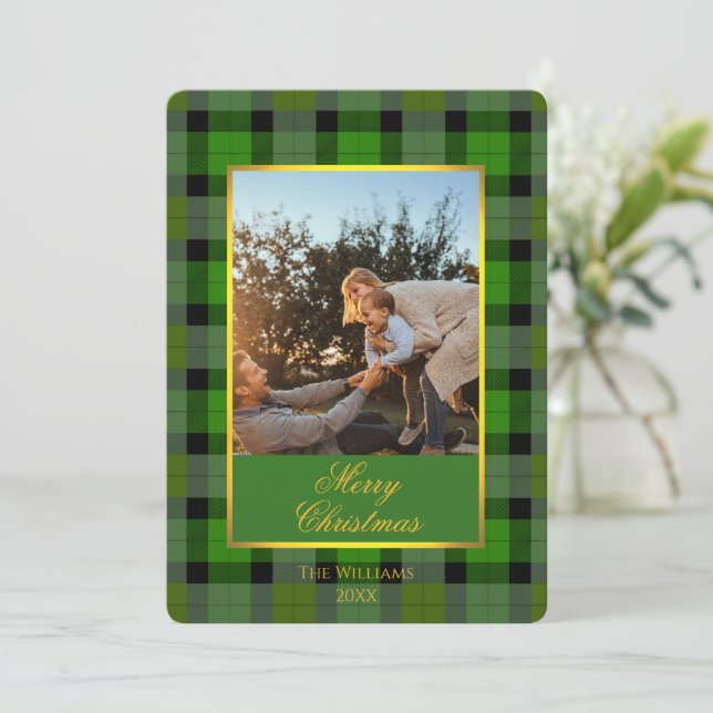 Custom Holiday Photo Card in Traditional Plaid (Standing Front)