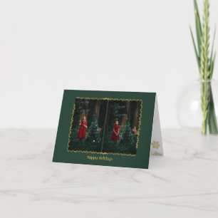 Custom Holiday Photo Gold Leaf Folded Holiday Card