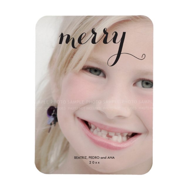 Custom Holiday Photo Magnets Text Personalised (Vertical)