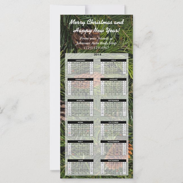 Custom Holiday Promotional 2014 Calendar Card (Front)