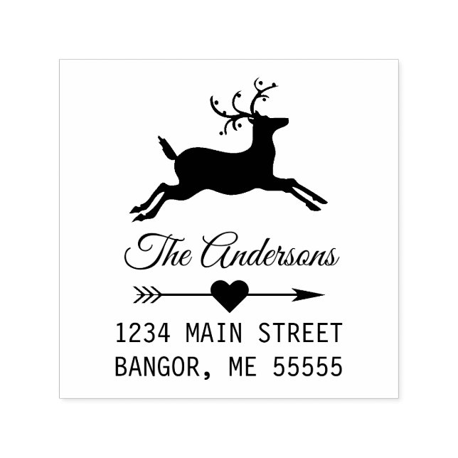 Custom Holiday Reindeer with Arrow Heart Script Self-inking Stamp (Design)