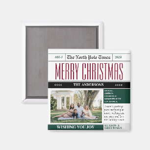 Custom Holiday Times Newspaper Christmas Photo Magnet