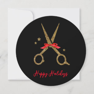 CUSTOM Holidays Golden glitter Hair Stylist Thank You Card