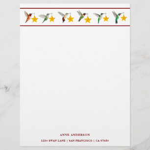 Custom Holidays Hummingbirds  Stationery Custom Letterhead