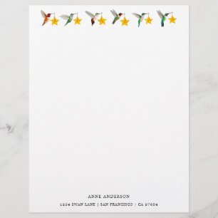 Custom Holidays Hummingbirds  Stationery Letterhead