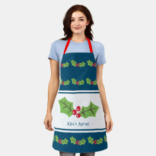 Custom Holly & Berries Christmas Apron