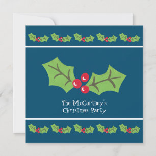 Custom Holly & Berries Christmas Party Invitation