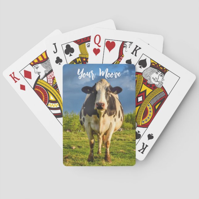 Custom Holstein Cow Your Moove Playing Cards (Back)