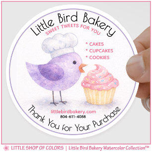 Custom Home Bakery Bake Shop Watercolor Classic Round Sticker