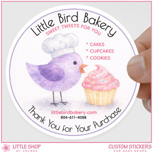 Custom Home Bakery Bake Shop Watercolor Classic Round Sticker