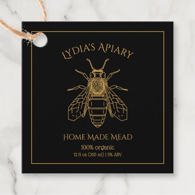 Custom Home Brewed Honey Wine Square Tag (Front)