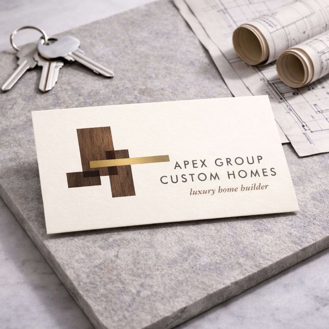 Custom Home Builder Logo Ivory Business Card (Creator Uploaded)