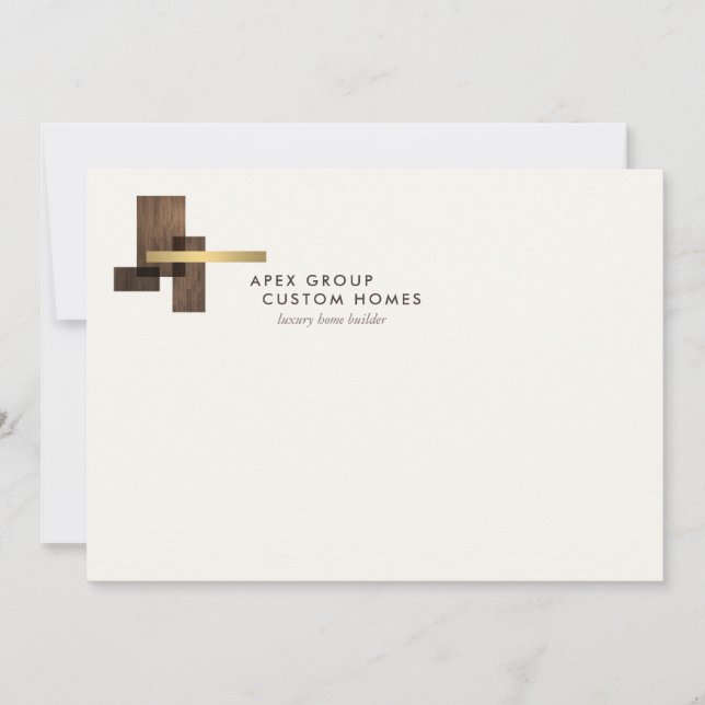 Custom Home Builder Logo Ivory Flat Notecard (Front)