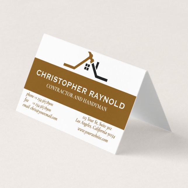 Custom Home Building Construction Business Card (Front)