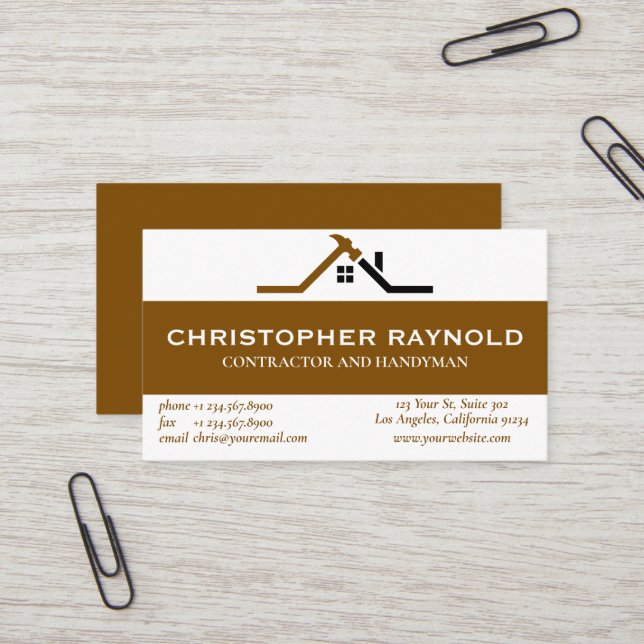 Custom Home Building Construction Business Card (Front/Back In Situ)