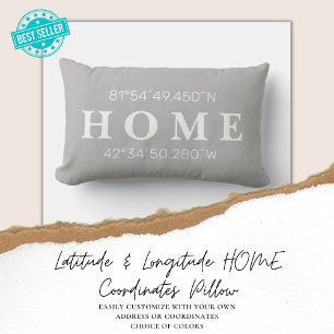 Custom Home Coordinates Throw Pillow Silver Gray