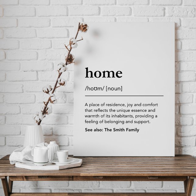 Custom home definition family name black and white canvas print (Creator Uploaded)