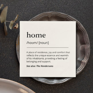 Custom Home Definition Family Name Housewarming Napkin