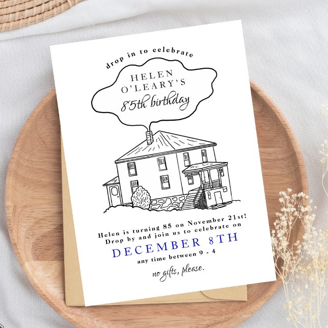 Custom Home Drawing Birthday Drop In Invitation (Creator Uploaded)