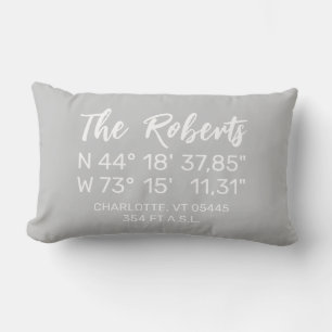 Custom Home GPS Coordinates Longitude Latitude    Lumbar Cushion