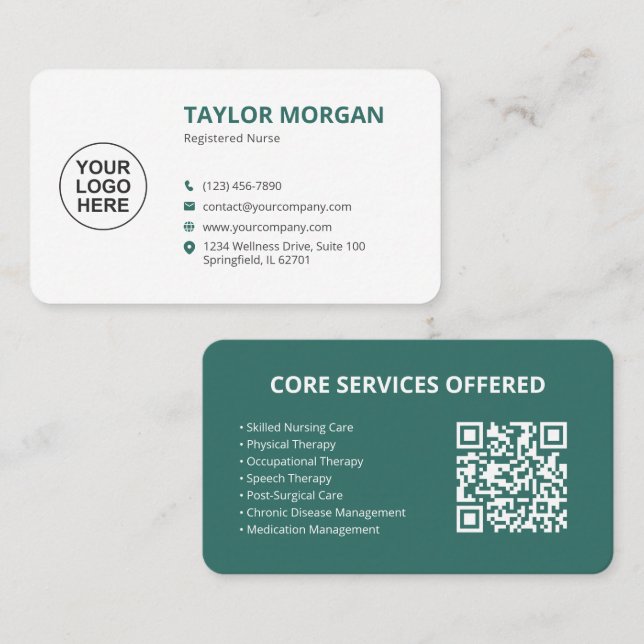 Custom Home Health/Care Business Card (Front/Back)