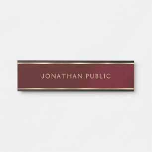 Custom Home Office School Business Black & Gold Door Sign