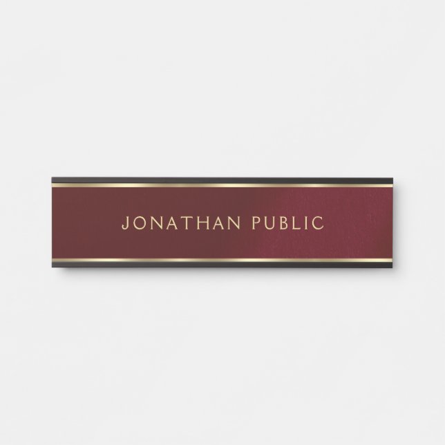 Custom Home Office School Business Black & Gold Door Sign (Front)