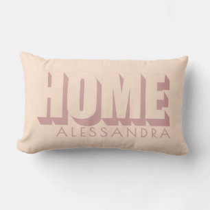 Custom Home Pastel Peach Dusty Rose Boho Simple  Lumbar Cushion