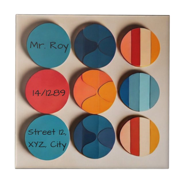 Custom Home plate Modern Mid Century Geometric Tile (Front)