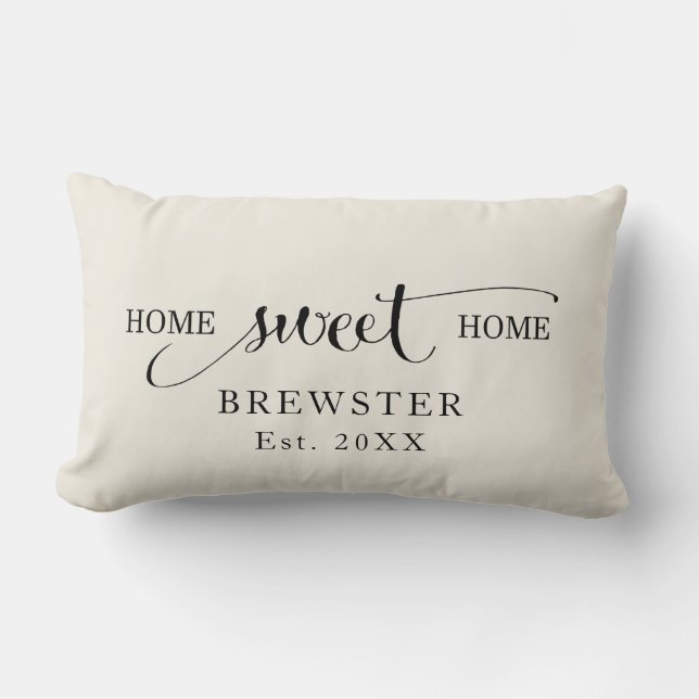 Custom Home Sweet Home Family Name Lumbar Cushion (Front)