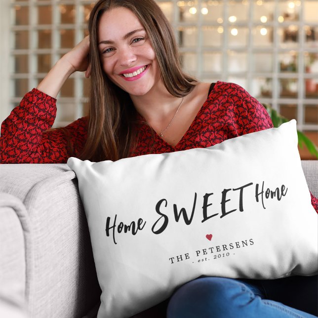 Custom home sweet home family name typography lumbar cushion (Creator Uploaded)