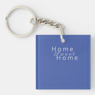 Custom "Home Sweet Home" Medium Blue Key Ring