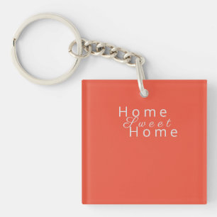 Custom "Home Sweet Home" Orange Red Key Ring
