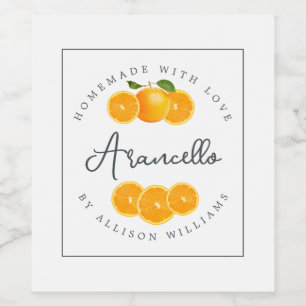 Custom Homemade Arancello Label