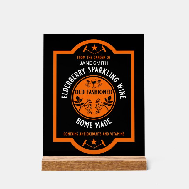 Custom Homemade Elderberry Sparkling  Acrylic Sign (Front)