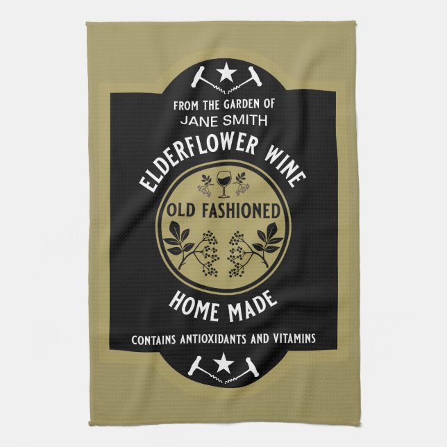 Custom Homemade Elderflower Tea Towel (Vertical)