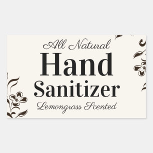 Custom Homemade Hand Sanitizer with Floral Design Rectangular Sticker
