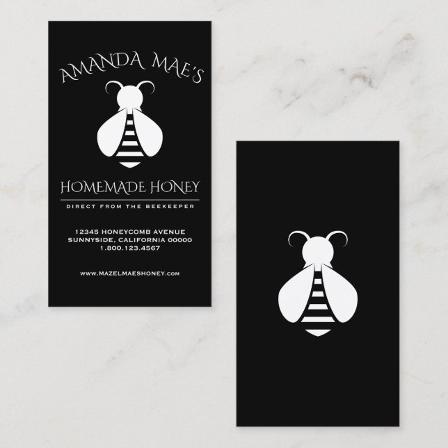 Custom Homemade Honey Bee Business Card (Front/Back)