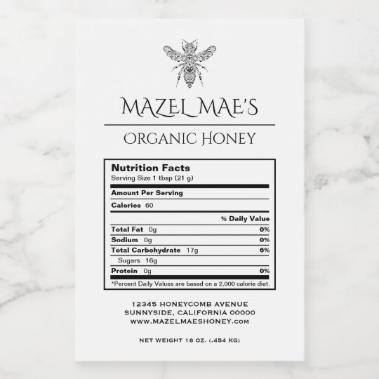 Custom Homemade Honey Nutrition Labels | Zazzle.co.nz