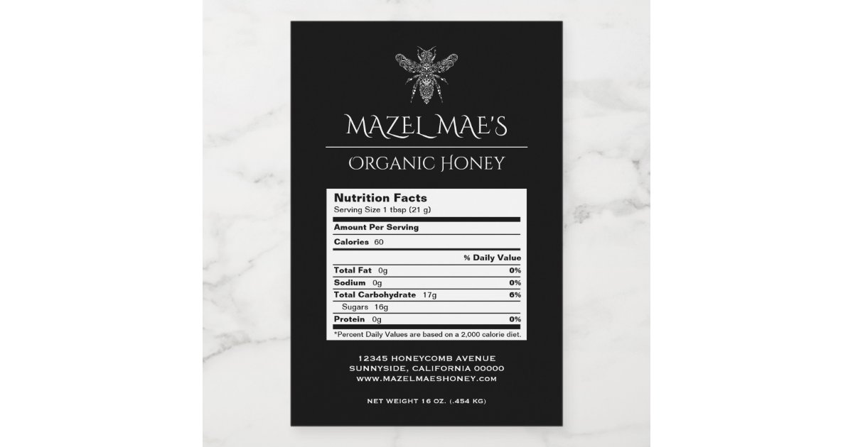 Custom Homemade Honey Nutrition Labels | Zazzle.co.nz