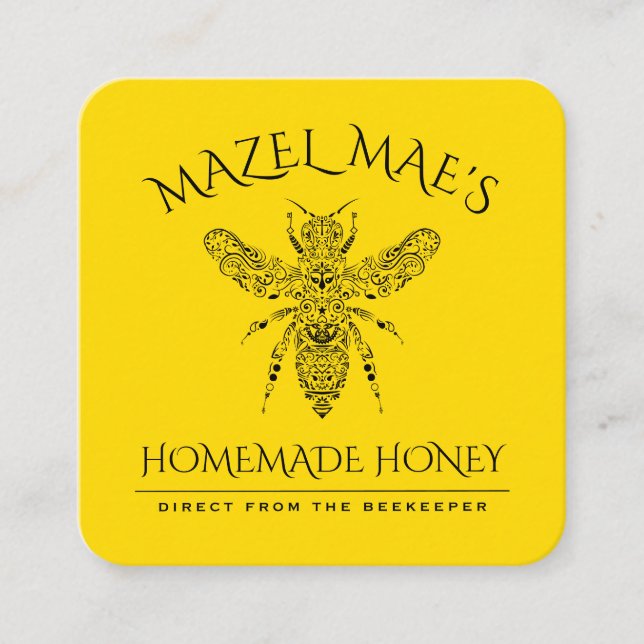 Custom Homemade Honey Square Business Card (Front)
