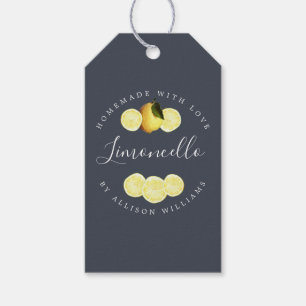 Custom Homemade Limoncello Dark Blue Gift Tags