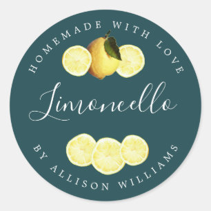 Custom Homemade Limoncello Deep Teal Label