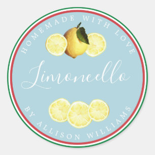 Custom Homemade Limoncello Italian Flag Tricolore Classic Round Sticker