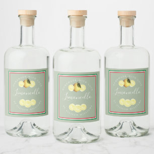Custom Homemade Limoncello Italian Tricolore Flag Liquor Bottle Label